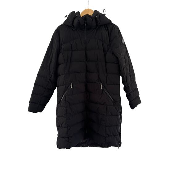 Michael Kors Black Puffer Coat Light Weight Down Fill Jacket Parka XL Women READ - Picture 1 of 16